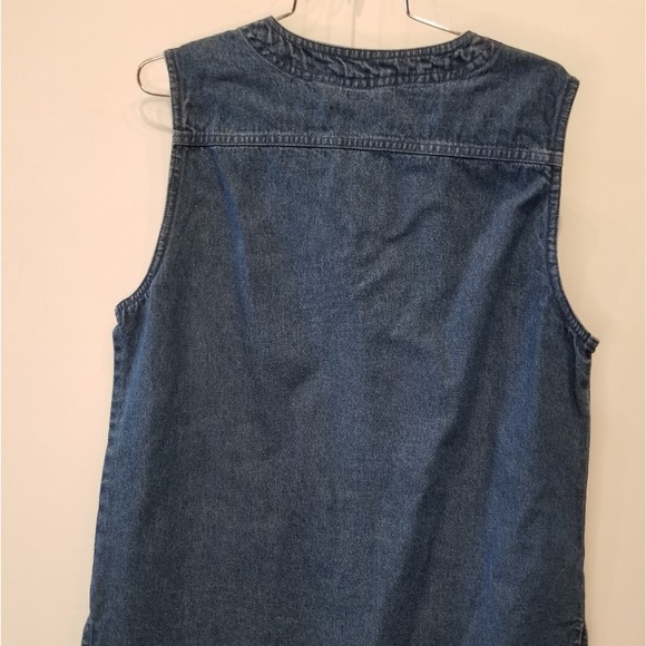 Vintage 90's New Denim Vest Women's Long Jean Vest Western Blue Pockets Size M - Picture 8 of 12